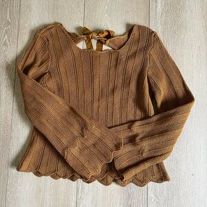 Tularosa Revolve Brown Knit Sweater with Bow Detail size S
